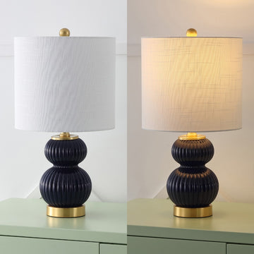 Daphne 20" Ribbed Metal/Glass LED Table Lamp